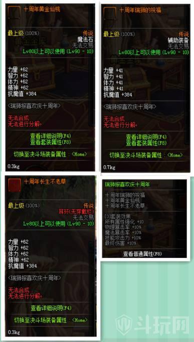 DNF十周年奖励有哪些 10周年首饰瑞狮报喜套装属性一览