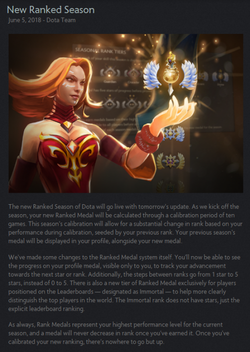 《DOTA2》新天梯赛季相关内容公布 玩家需重新定位