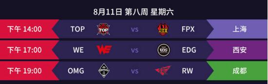 lol2018lpl夏季赛8月11日赛程 英雄联盟lpl夏季赛比赛时间