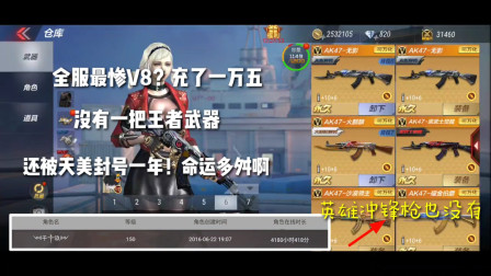 CF手游：最惨V8？充一万五没有一把王者武器，还被天美封号一年！