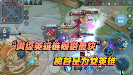 王者荣耀：满级英雄谁偷塔最快？刘禅一般，榜首是他？