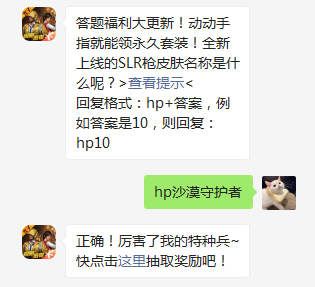 全新上线的SLR枪皮肤名称是什么呢?和平精英每日一题11.2答案