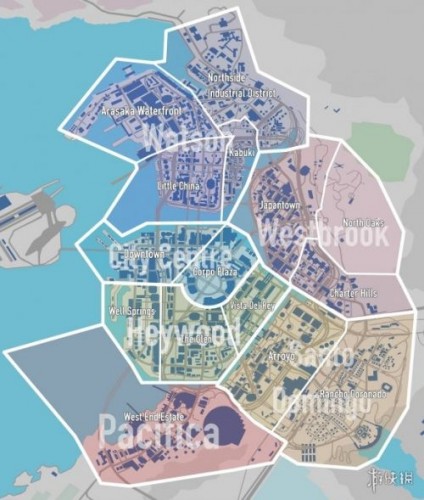 《赛博朋克2077》地图全景图  地图区域详解